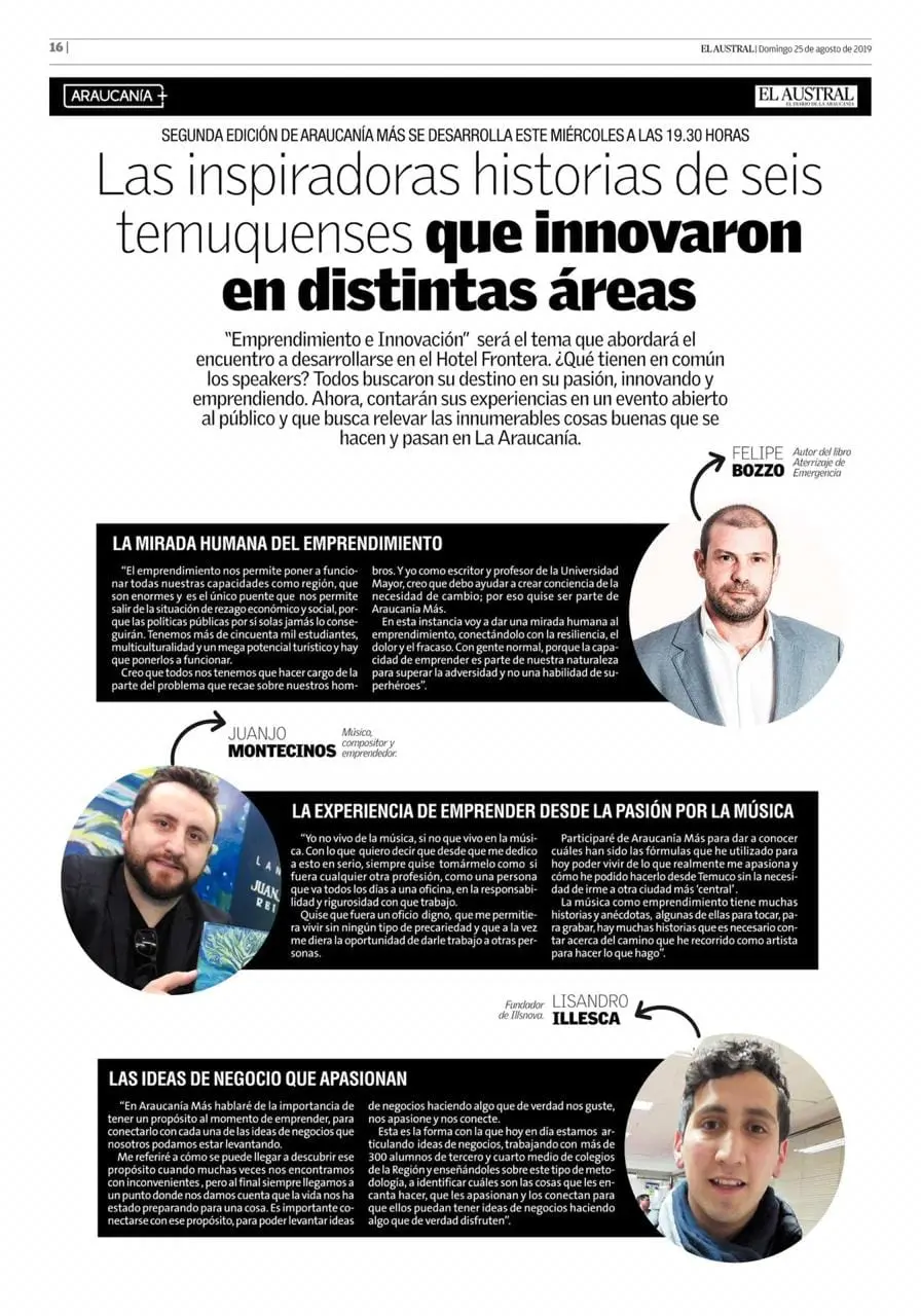 Artículo de prensa sobre Lisandro Illesca